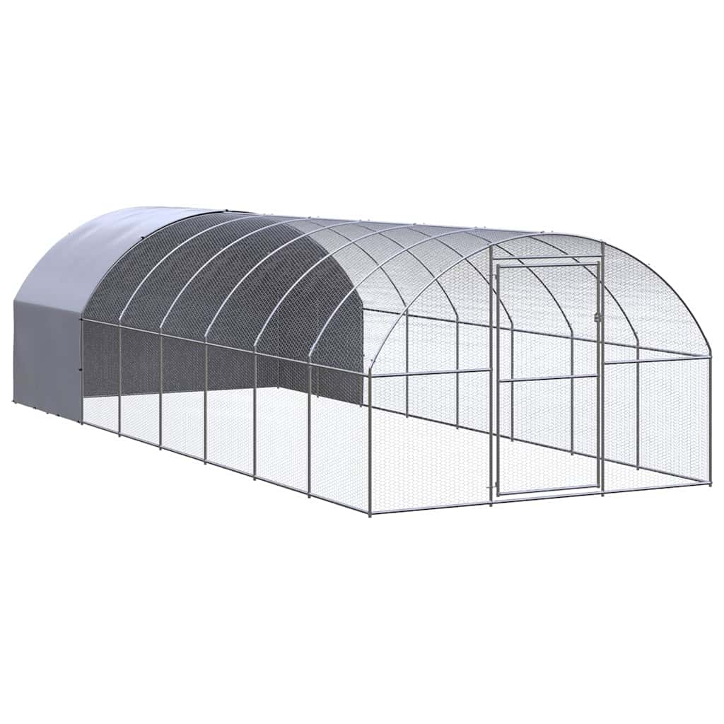 vidaXL Outdoor Chicken Coop 3x8x2 m Galvanised Steel 1