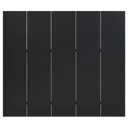 vidaXL 5-Panel Room Dividers 2 pcs Black 200x180 cm Steel 4