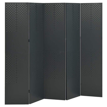 vidaXL 5-Panel Room Dividers 2 pcs Anthracite 200x180 cm Steel 2