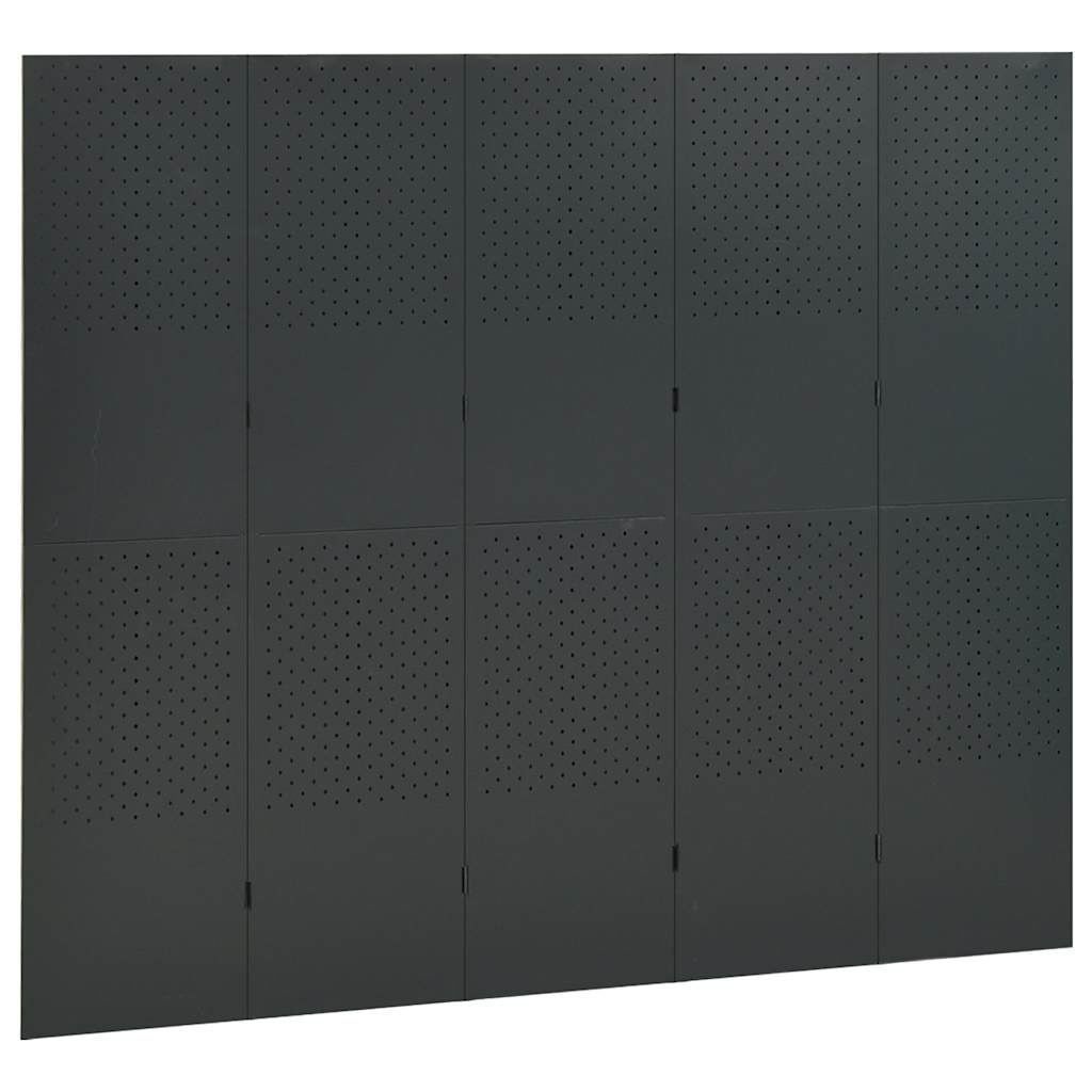 vidaXL 5-Panel Room Dividers 2 pcs Anthracite 200x180 cm Steel 3