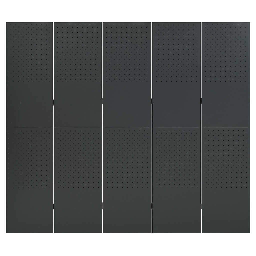 vidaXL 5-Panel Room Dividers 2 pcs Anthracite 200x180 cm Steel 4
