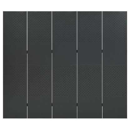 vidaXL 5-Panel Room Dividers 2 pcs Anthracite 200x180 cm Steel 4