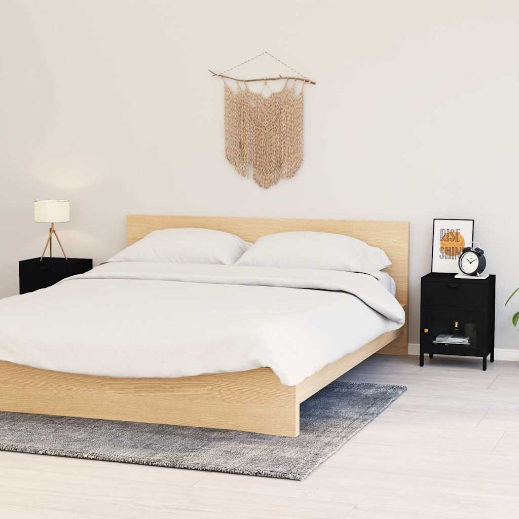 Nightstand 40x30x54,5 cm Steel and Glass Black 2