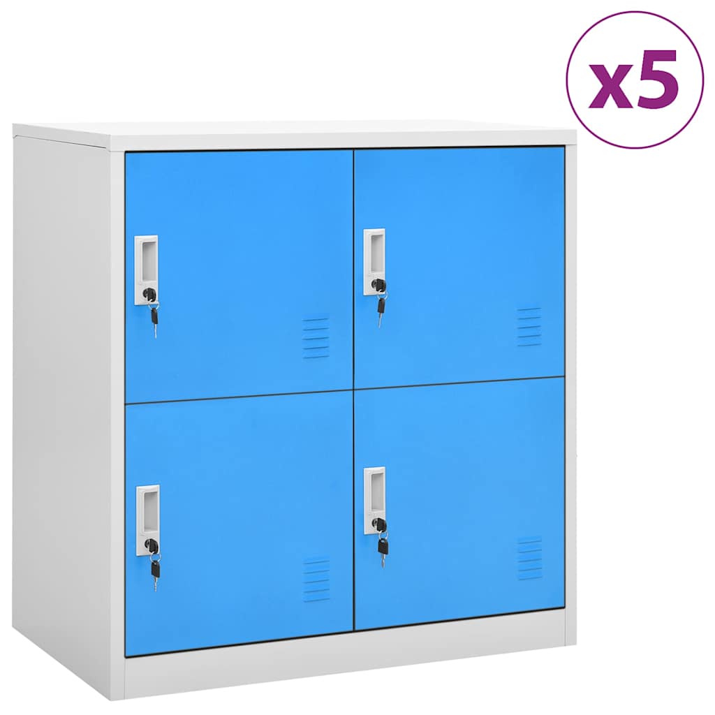 vidaXL Locker Cabinets 5 pcs Light Grey and Blue 90x45x92,5 cm Steel 1