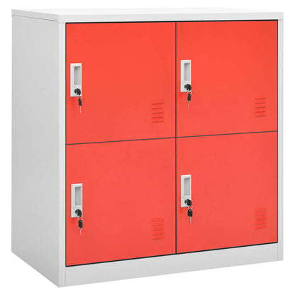 Locker Cabinets 90x45x92,5 cm Steel With 4 lockers Light grey and red
