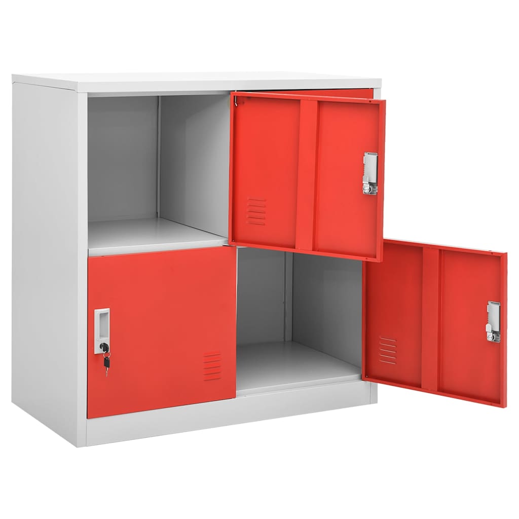 vidaXL Locker Cabinets 5 pcs Light Grey and Red 90x45x92,5 cm Steel 6