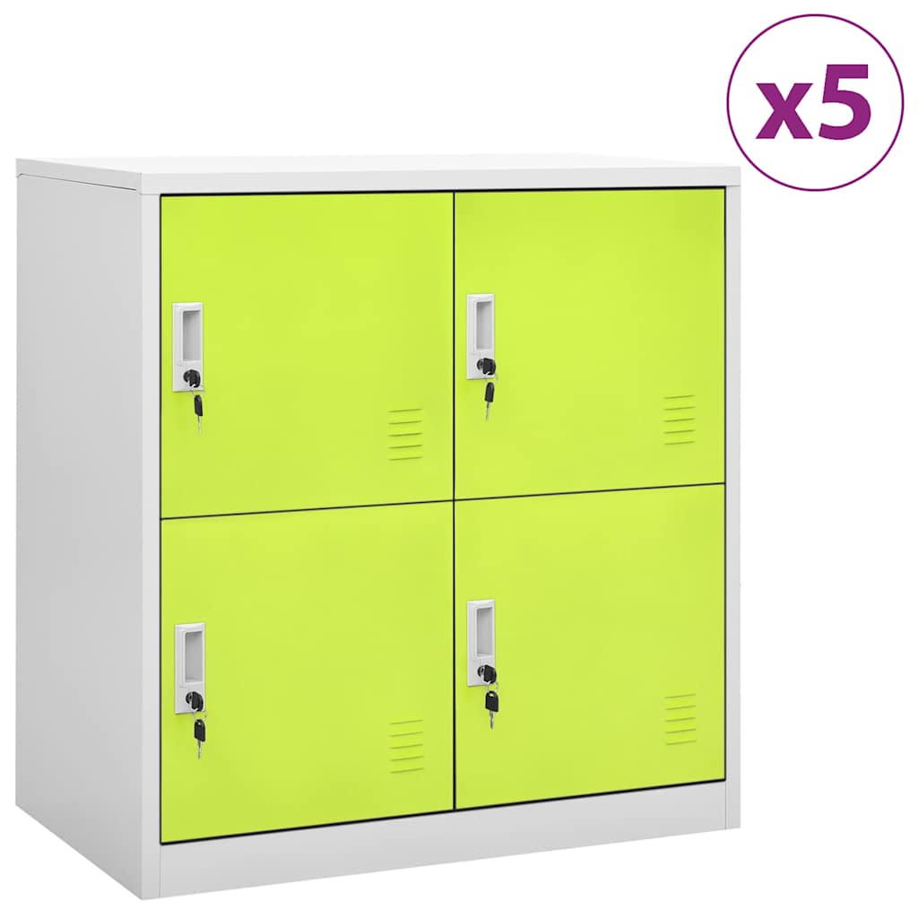 vidaXL Locker Cabinets 5 pcs Light Grey and Green 90x45x92,5 cm Steel 1
