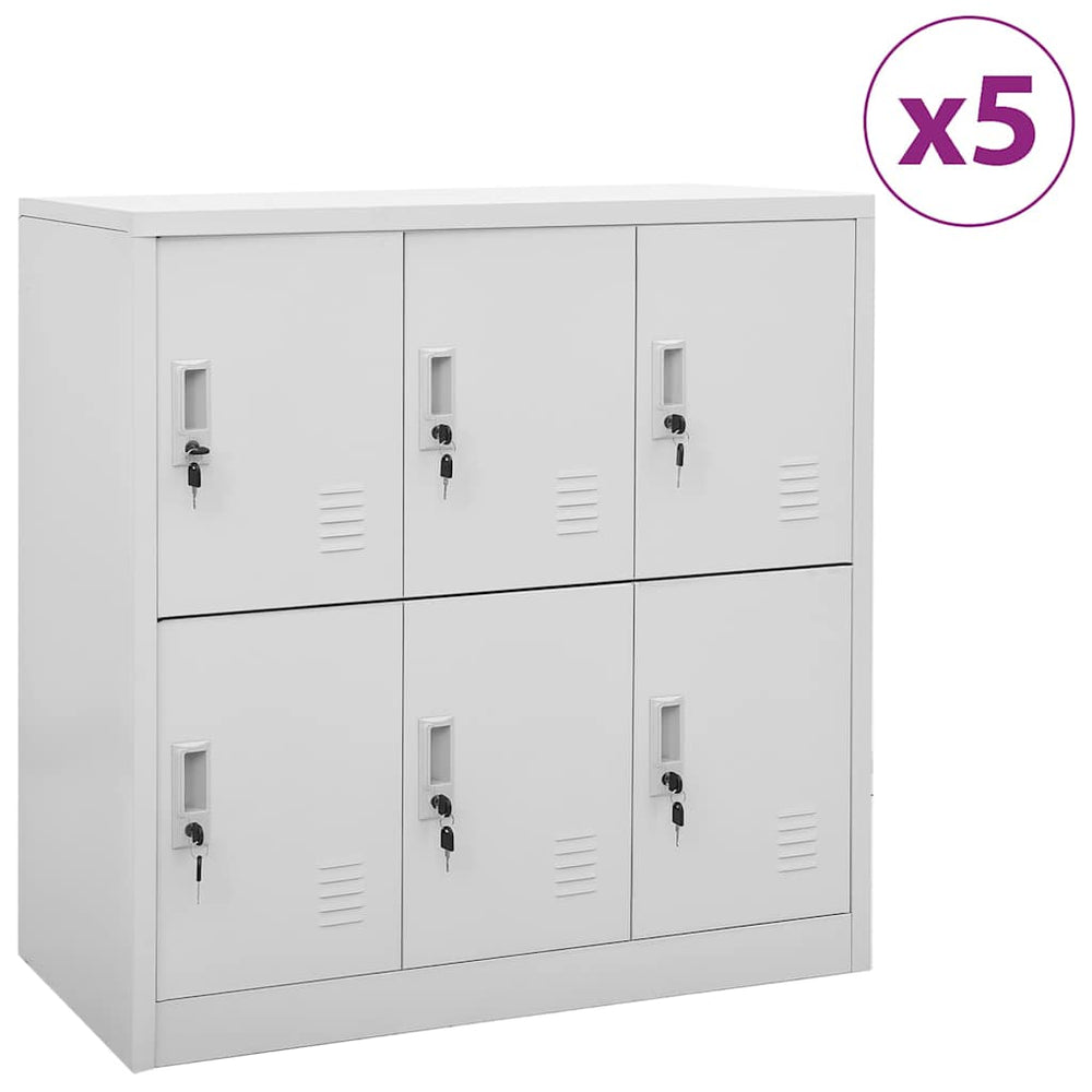 vidaXL Locker Cabinets 5 pcs Light Grey 90x45x92,5 cm Steel