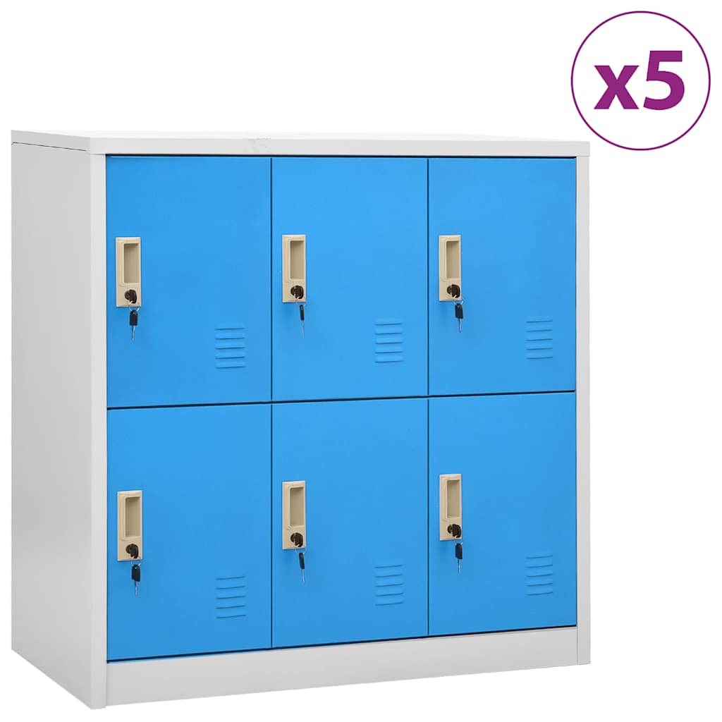 vidaXL Locker Cabinets 5 pcs Light Grey and Blue 90x45x92,5 cm Steel 1