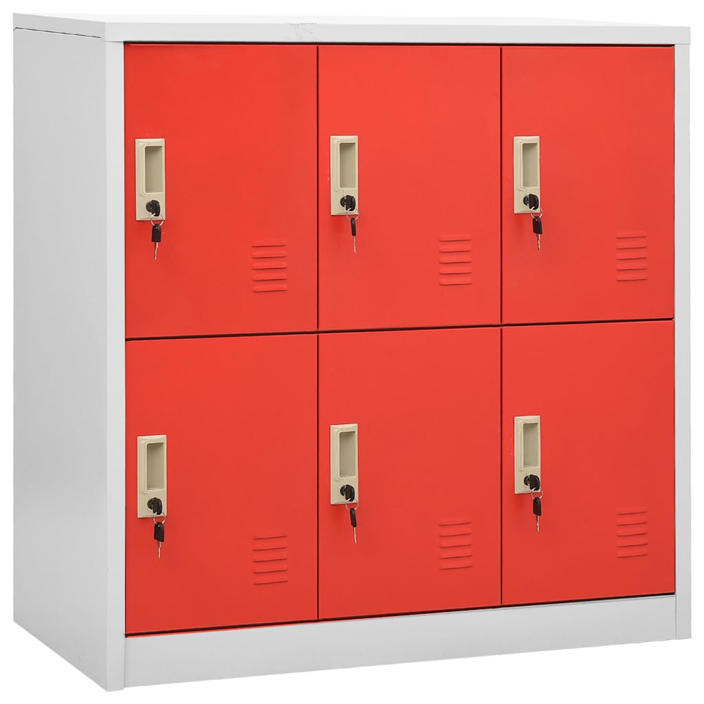 vidaXL Locker Cabinets 5 pcs Light Grey and Red 90x45x92,5 cm Steel 2