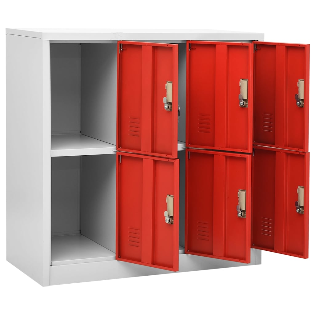 vidaXL Locker Cabinets 5 pcs Light Grey and Red 90x45x92,5 cm Steel 6