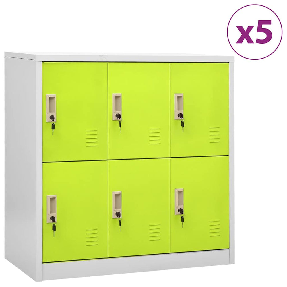 vidaXL Locker Cabinets 5 pcs Light Grey and Green 90x45x92,5 cm Steel