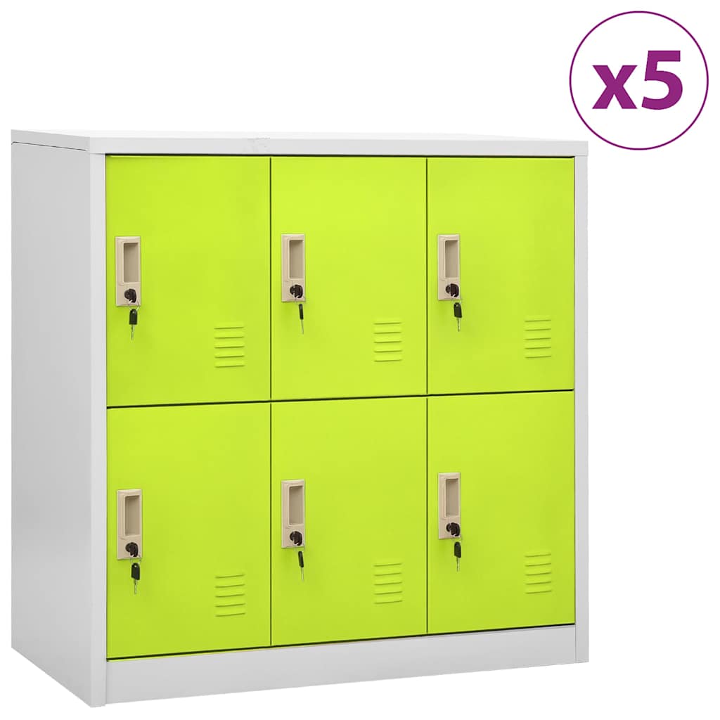 vidaXL Locker Cabinets 5 pcs Light Grey and Green 90x45x92,5 cm Steel 1