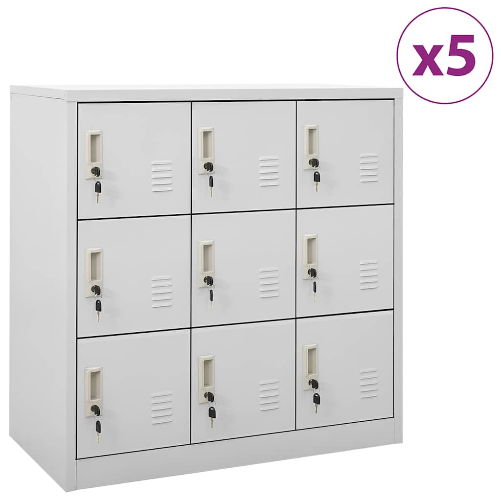 vidaXL Locker Cabinets 5 pcs Light Grey 90x45x92,5 cm Steel 1