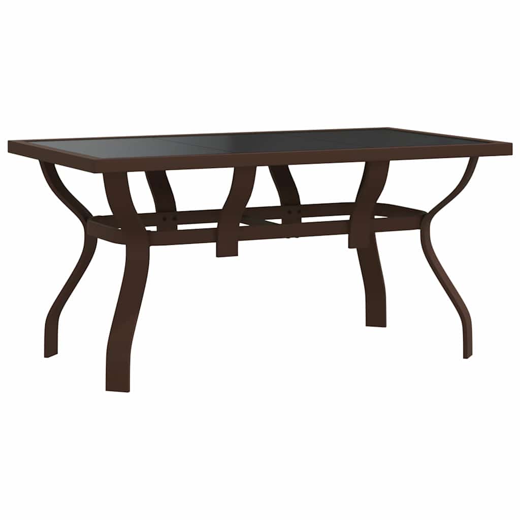 Garden Table Steel and Glass Brown and black 140 cm 70 cm