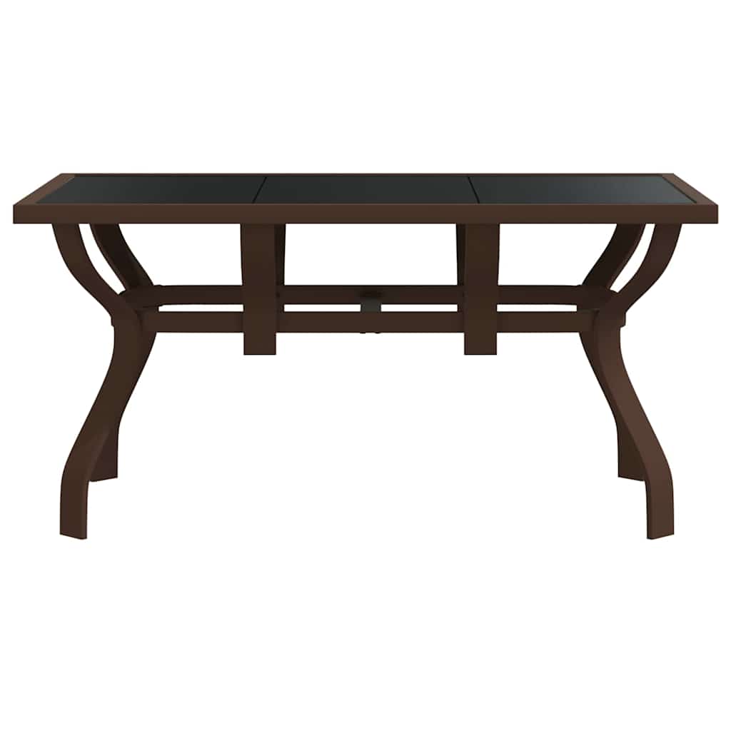 Garden Table Steel and Glass Brown and black 140 cm 70 cm