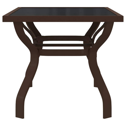 Garden Table Steel and Glass Brown and black 140 cm 70 cm