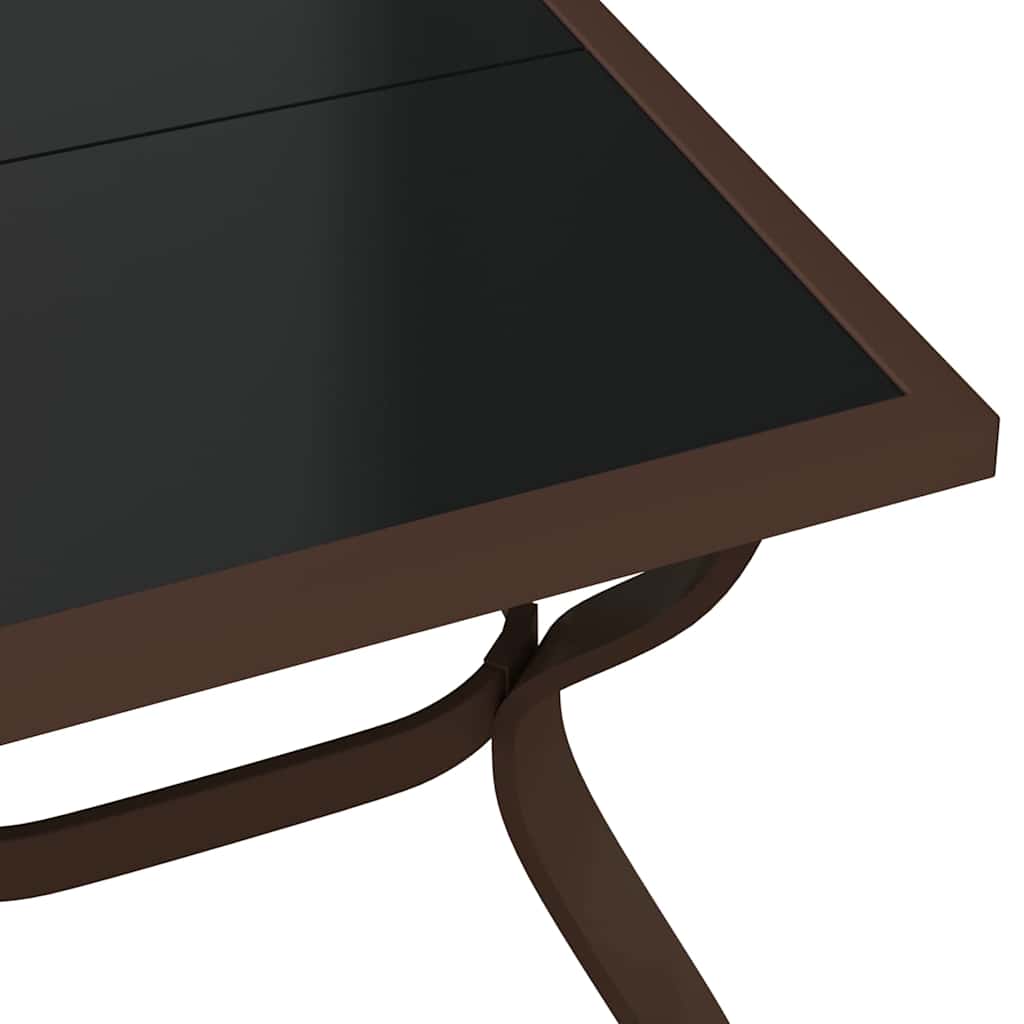 Garden Table Steel and Glass Brown and black 140 cm 70 cm