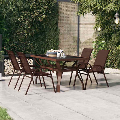 Garden Table Steel and Glass Brown and black 140 cm 70 cm