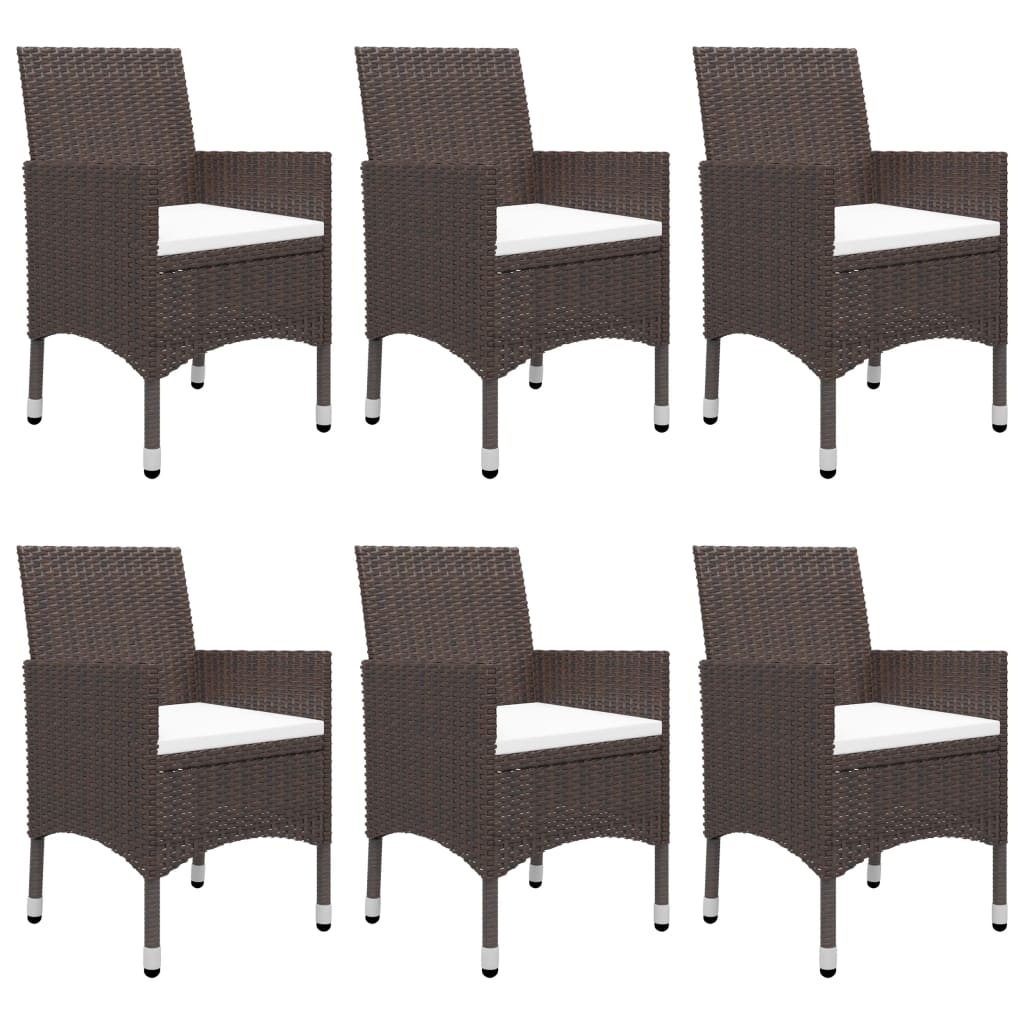 vidaXL 7 Piece Garden Dining Set with Cushions Brown 2
