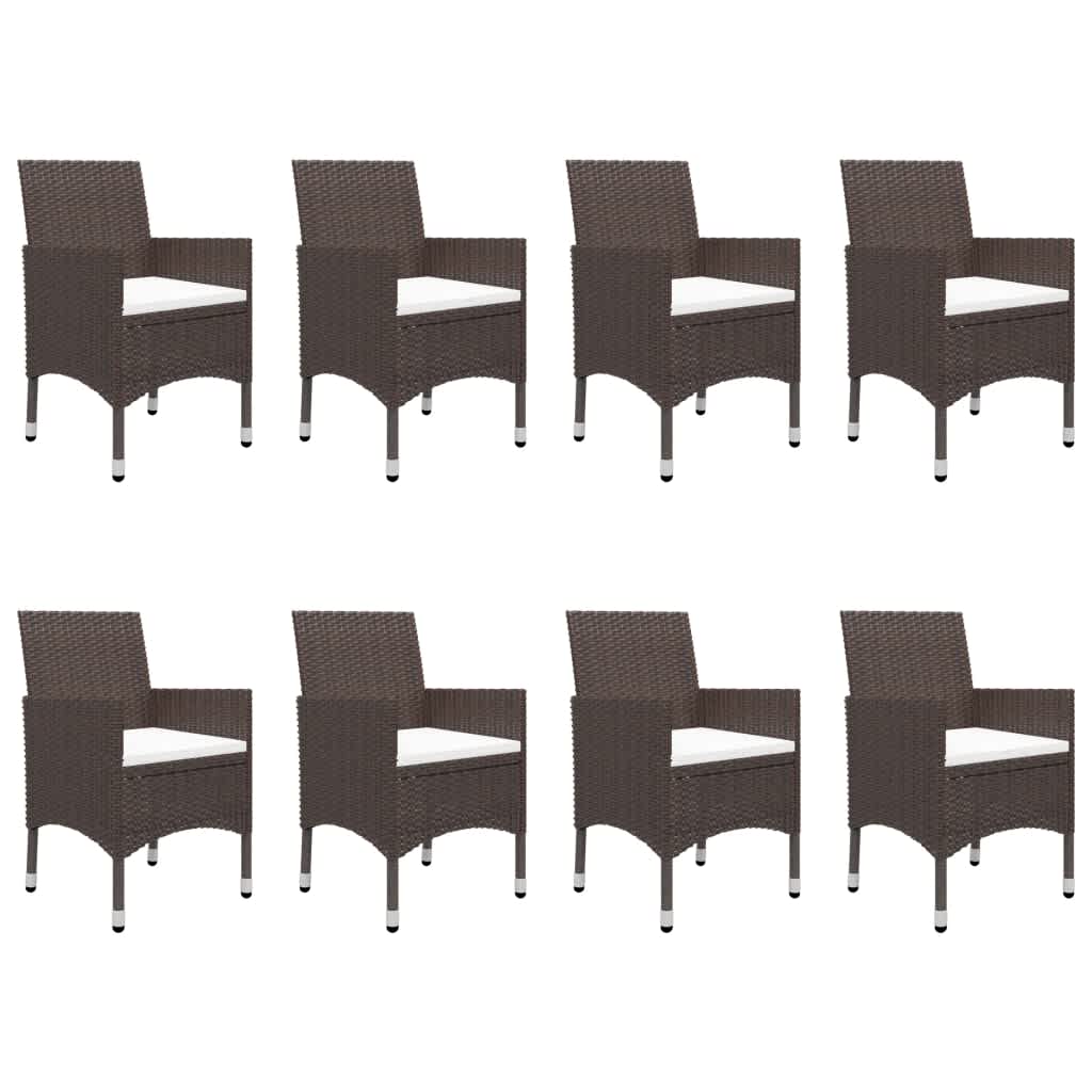 vidaXL 9 Piece Garden Dining Set with Cushions Brown 2