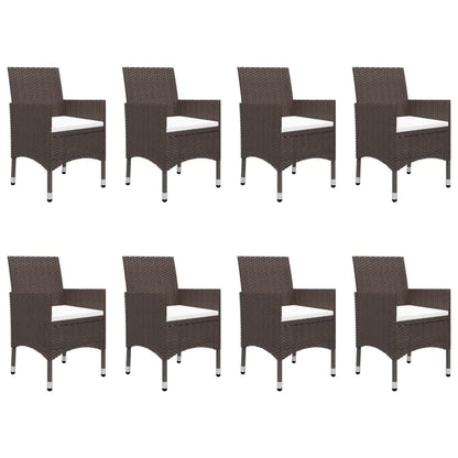 vidaXL 9 Piece Garden Dining Set with Cushions Brown 2