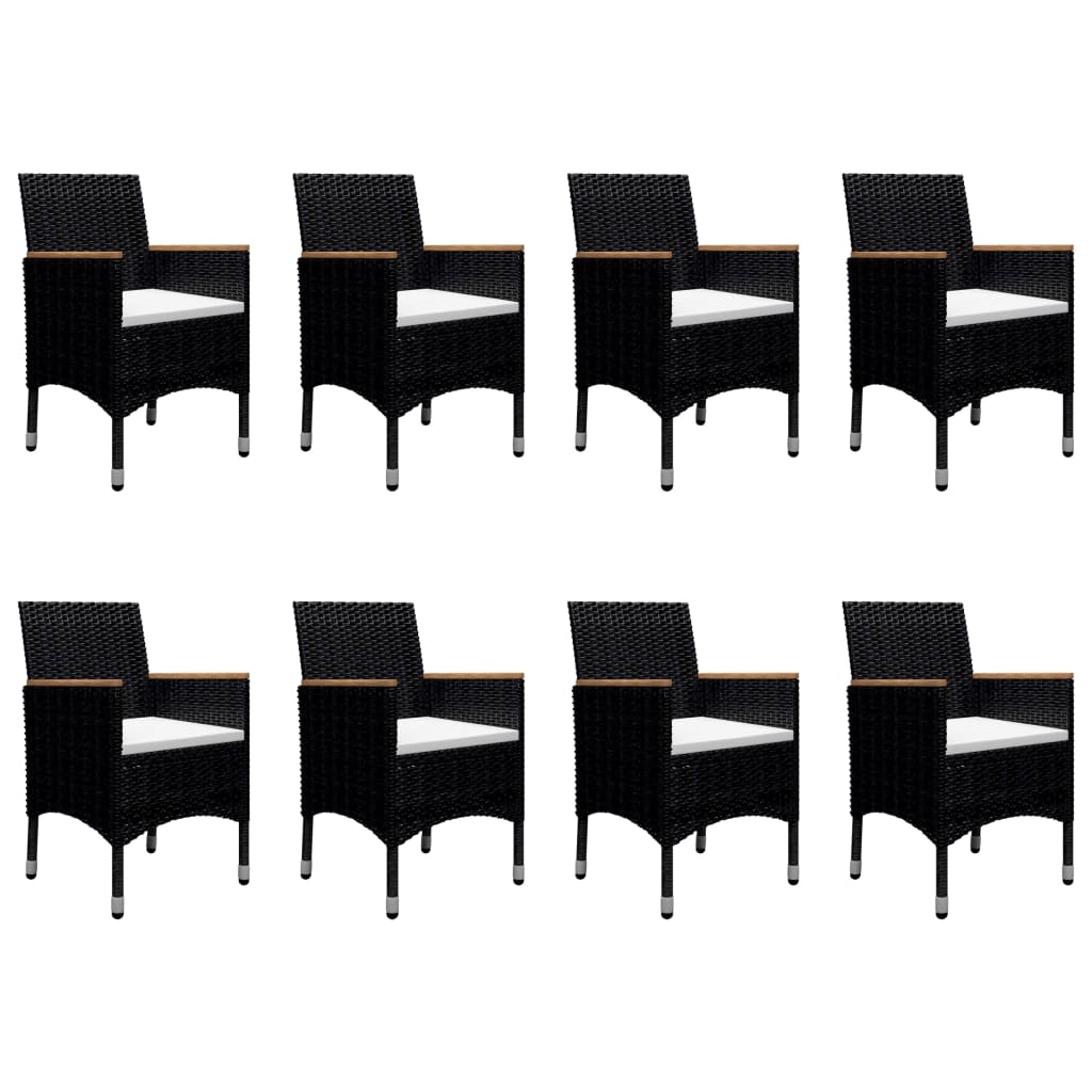 vidaXL 9 Piece Garden Dining Set with Cushions Black 2