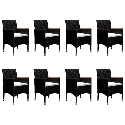 vidaXL 9 Piece Garden Dining Set with Cushions Black 2