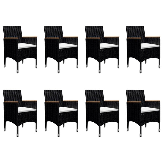 vidaXL 9 Piece Garden Dining Set with Cushions Black 2