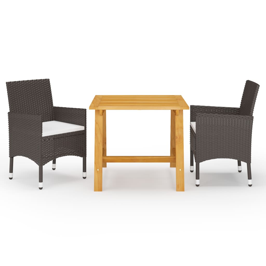 5 Piece Garden Dining Set with Cushions Brown 88 cm table length