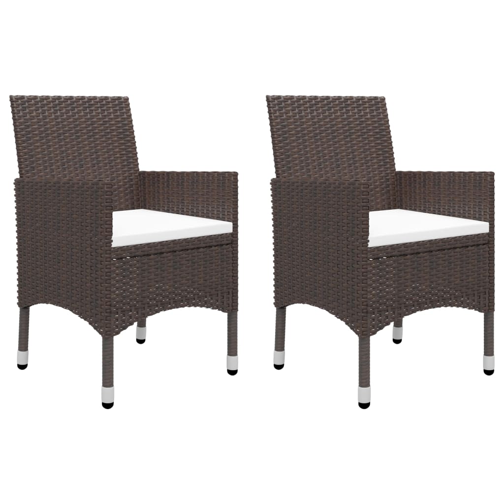 5 Piece Garden Dining Set with Cushions Brown 88 cm table length