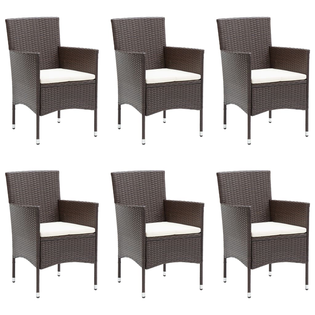 vidaXL 7 Piece Garden Dining Set with Cushions Brown 3