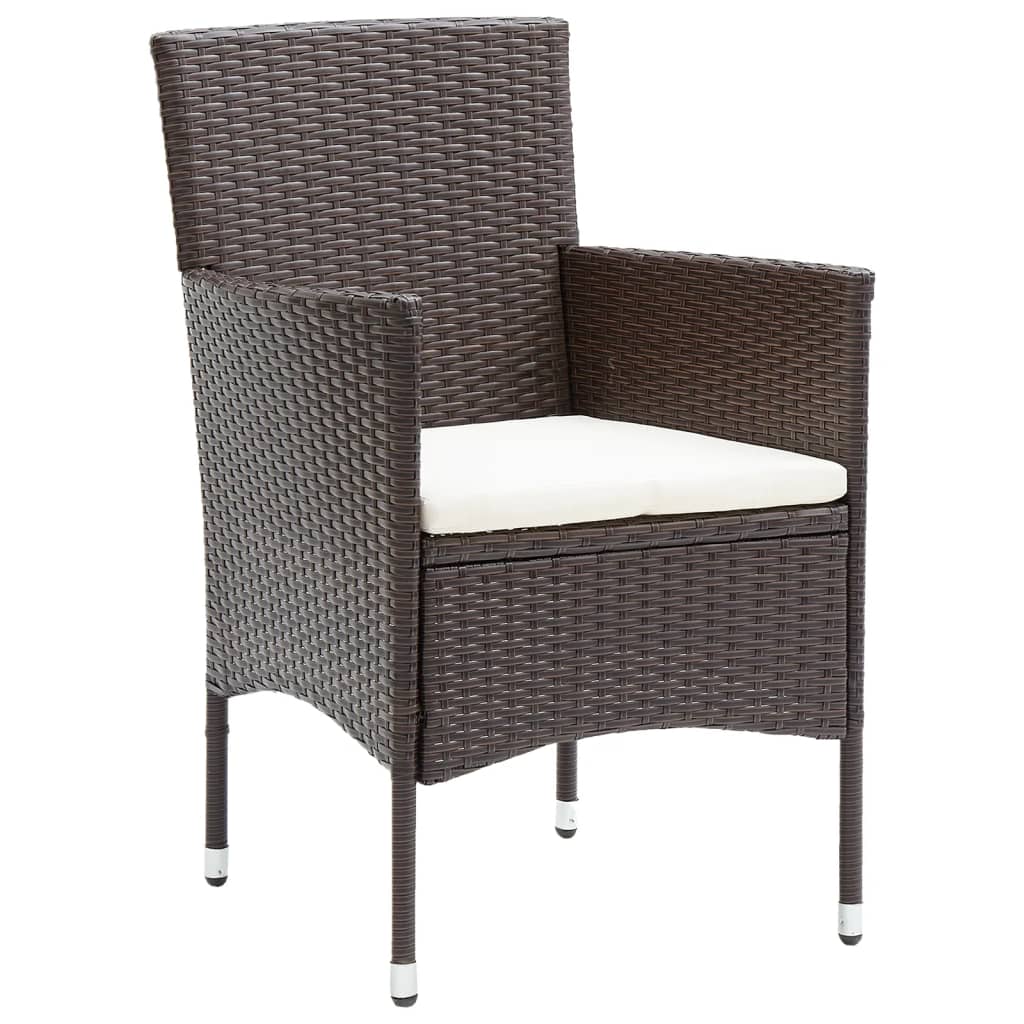 vidaXL 7 Piece Garden Dining Set with Cushions Brown 4