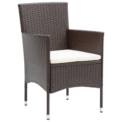 vidaXL 7 Piece Garden Dining Set with Cushions Brown 4