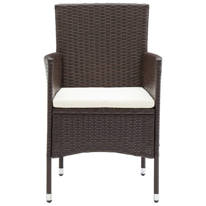 vidaXL 7 Piece Garden Dining Set with Cushions Brown 5
