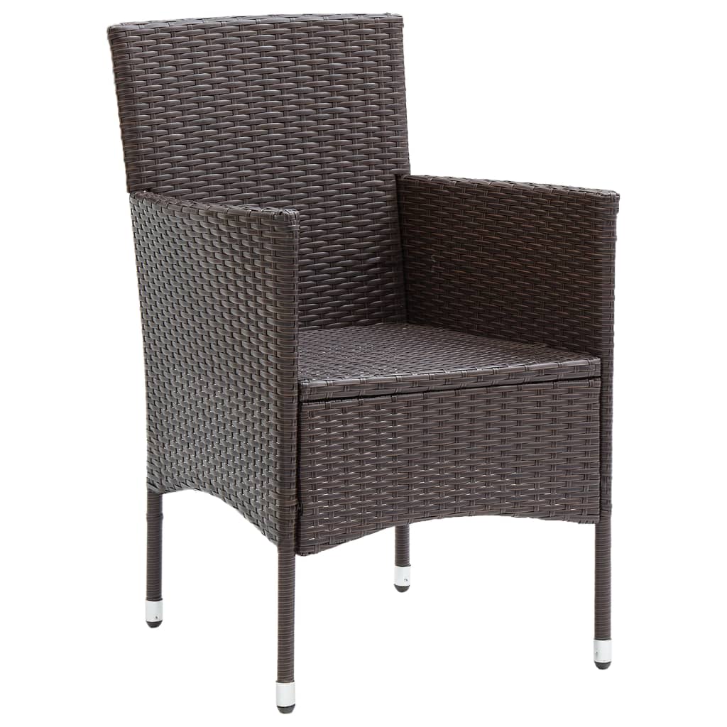 vidaXL 7 Piece Garden Dining Set with Cushions Brown 6