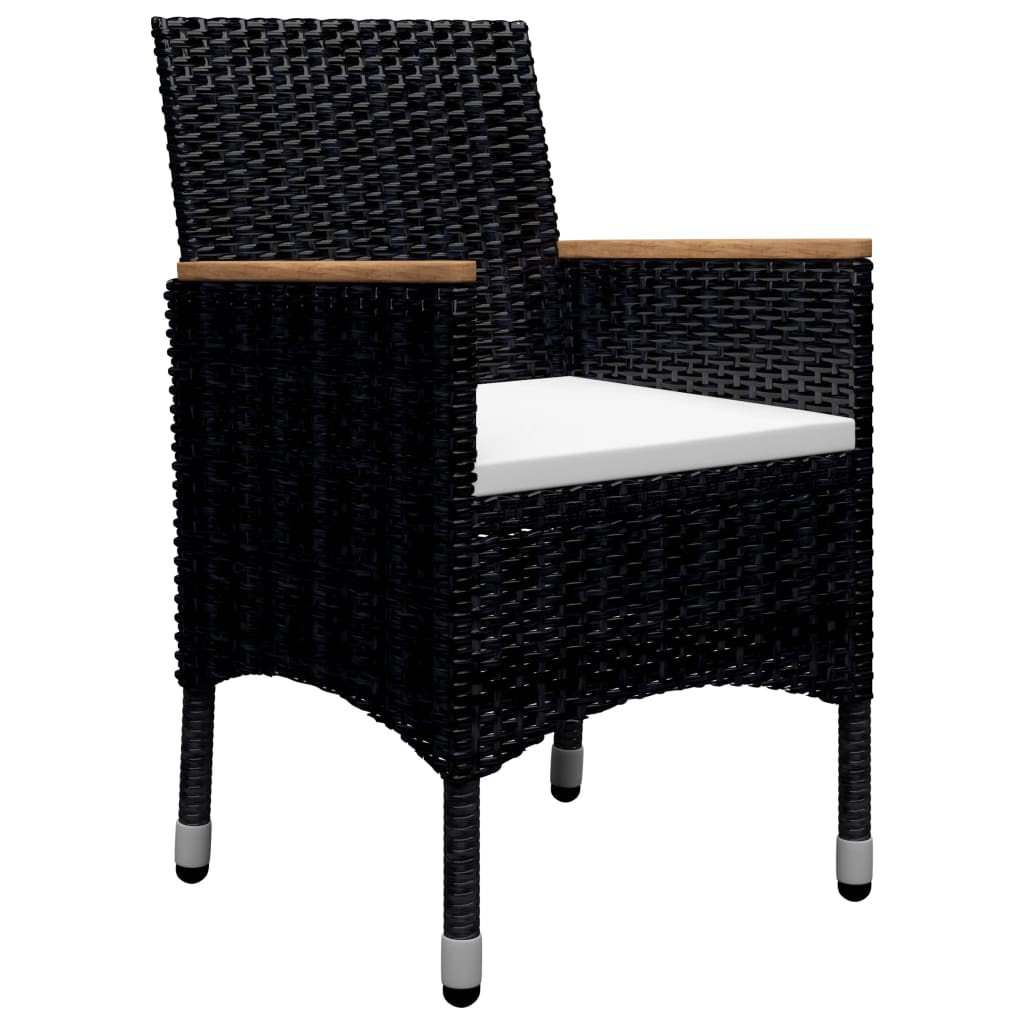 vidaXL 9 Piece Garden Dining Set Poly Rattan and Tempered Glass Black 4