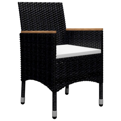 vidaXL 9 Piece Garden Dining Set Poly Rattan and Tempered Glass Black 4