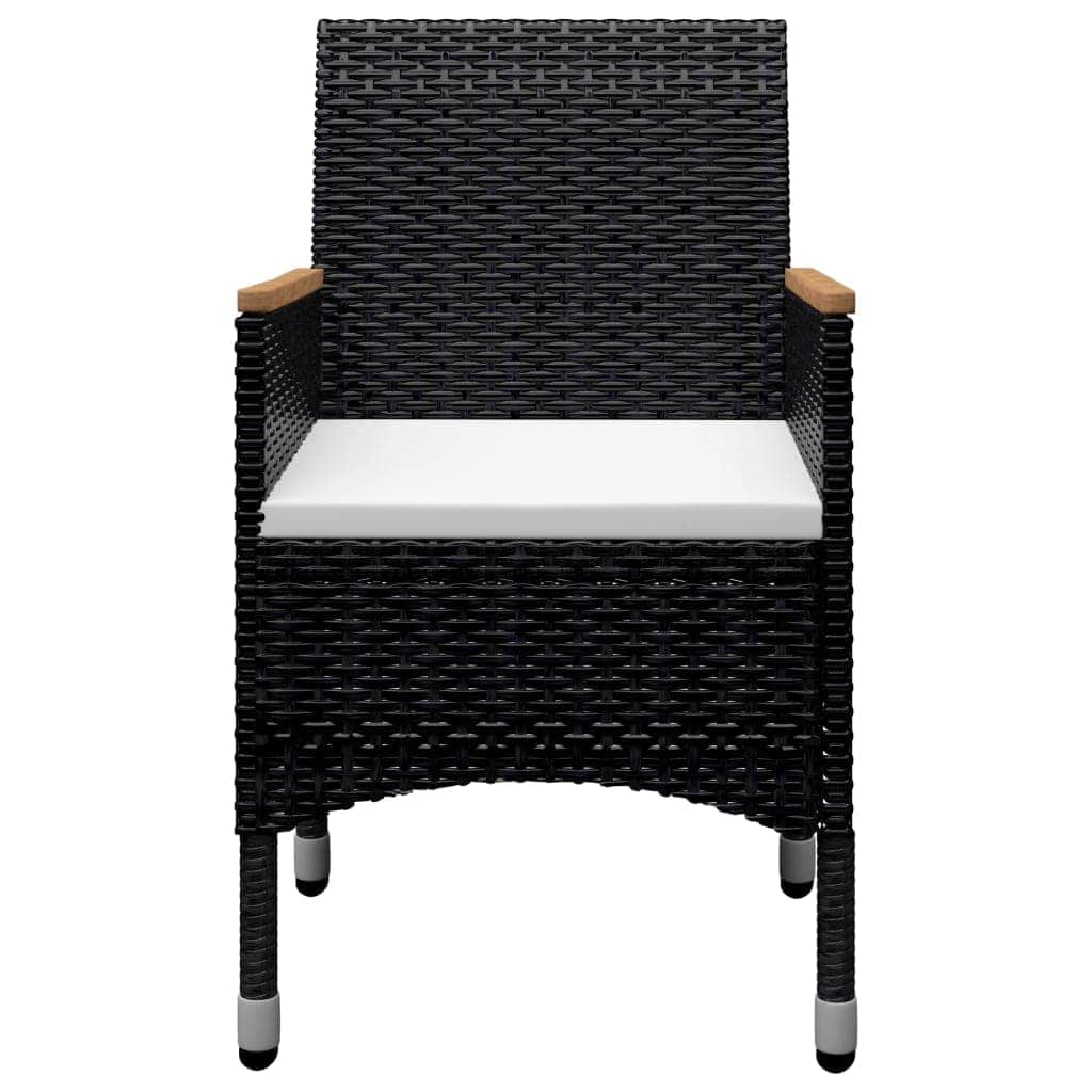 vidaXL 9 Piece Garden Dining Set Poly Rattan and Tempered Glass Black 5
