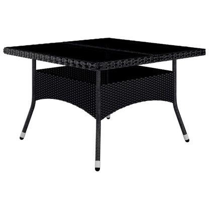 vidaXL 9 Piece Garden Dining Set Poly Rattan and Tempered Glass Black 6