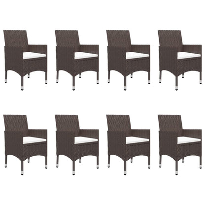 vidaXL 9 Piece Garden Dining Set Poly Rattan and Tempered Glass Brown 3