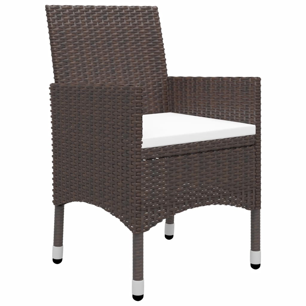 vidaXL 9 Piece Garden Dining Set Poly Rattan and Tempered Glass Brown 4