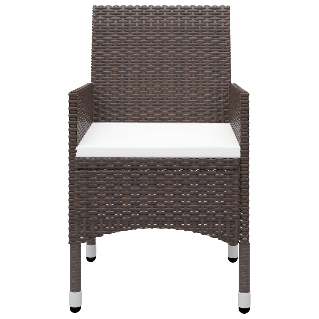 vidaXL 9 Piece Garden Dining Set Poly Rattan and Tempered Glass Brown 5