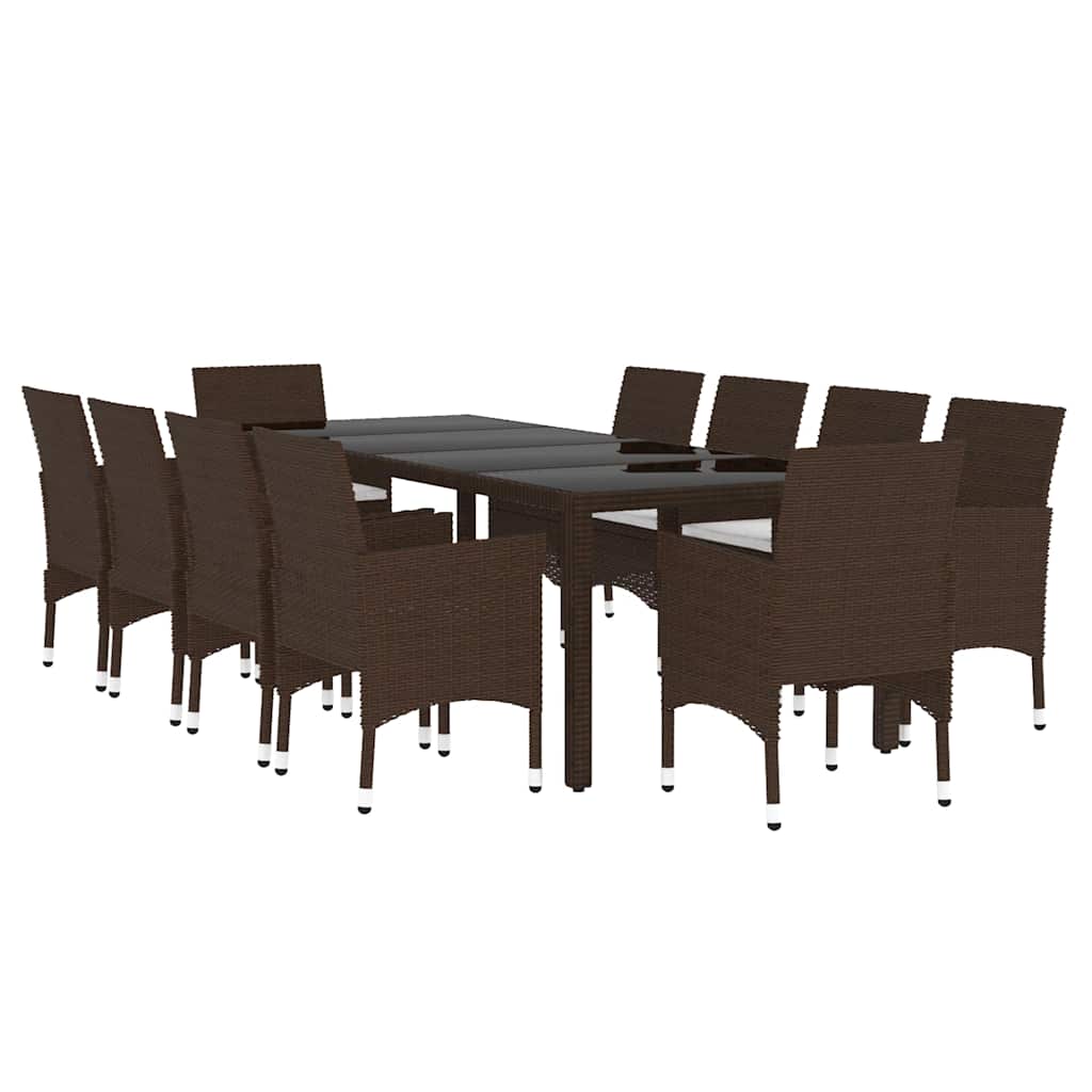 vidaXL 11 Piece Garden Dining Set Poly Rattan Brown 3