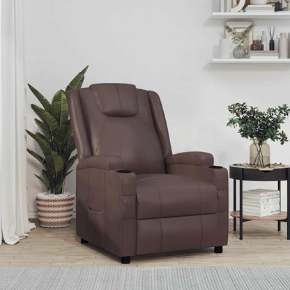 Recliner Chair Faux Leather brown