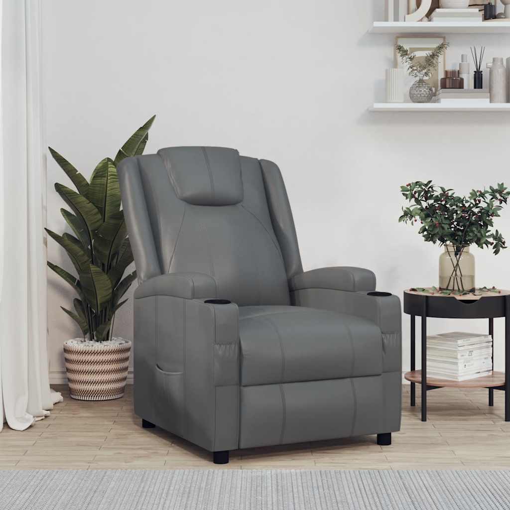Recliner Chair Faux Leather grey