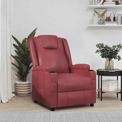 Recliner Chair Faux Leather wine red
