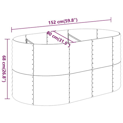 Garden Raised Bed Galvanised Steel Height 68 cm Grey 152 cm