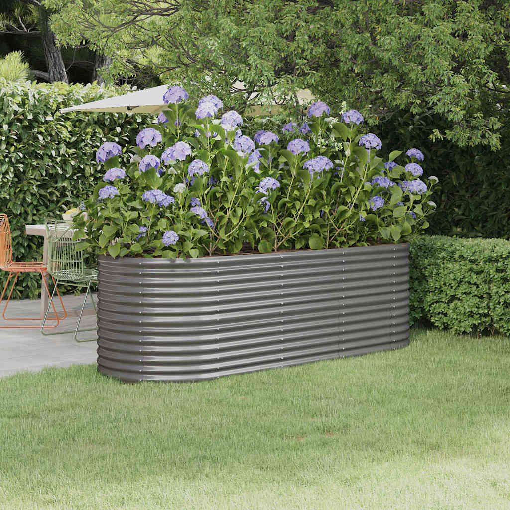 Garden Raised Bed Galvanised Steel Height 68 cm Grey 224 cm