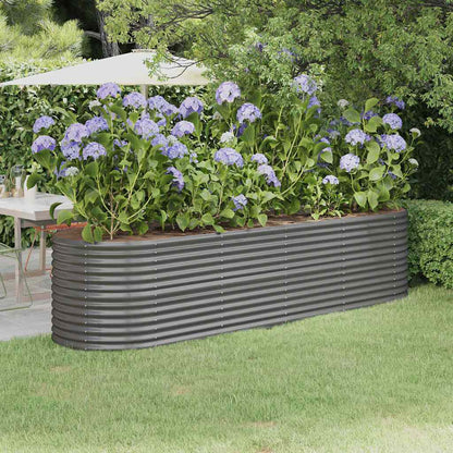 Garden Raised Bed Galvanised Steel Height 68 cm Grey 296 cm